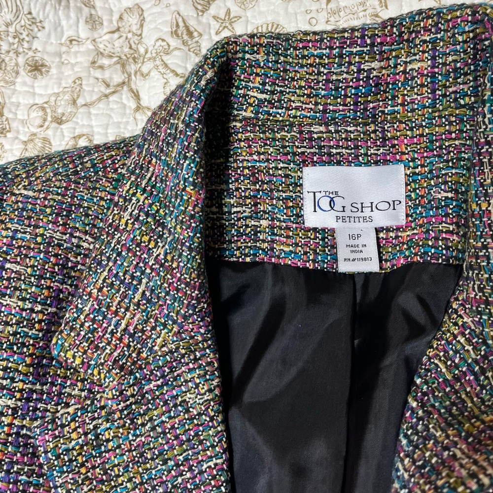 Tog Shop Women 16P Rainbow Woven Cotton Silk Shell Btn Maximal Suit Jacket Fall
